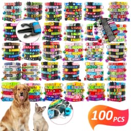 100Pcs Collar for Dogs Cat Necklace Training Choker Neck Personalized Cartoon Printed Dog Id Tag Accessories Anti-lost