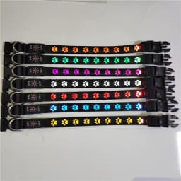 LED Luminous Dog Collar with Paw Safety Lights Anti-Lost Light Warning Pet Tag for Dog Walking Puppy Accessories Anti-Car Accide