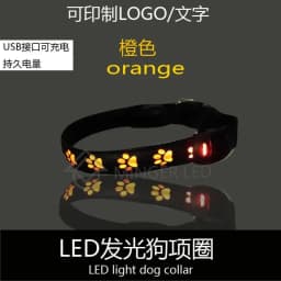 LED Luminous Dog Collar with Paw Safety Lights Anti-Lost Light Warning Pet Tag for Dog Walking Puppy Accessories Anti-Car Accide