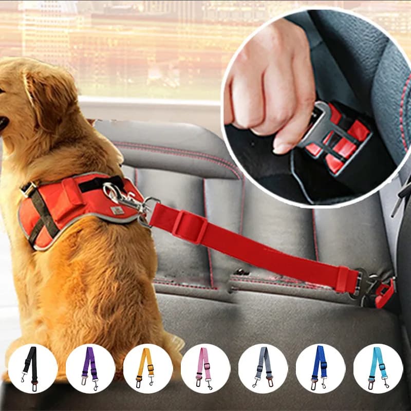 Adjustable Pet Cat Dog Car Seat Belt Pet Seat Vehicle Dog Harness Lead Clip Safety Lever Traction Dog Collars Dog Accessoires