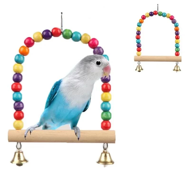Pet Toy Bird Swing Toys Parrot Wooden Swing Stand Parrot Toy Bird Toy Pet Supplies accesorios para pájaros(S:12x15cm/ L:18*22cm)