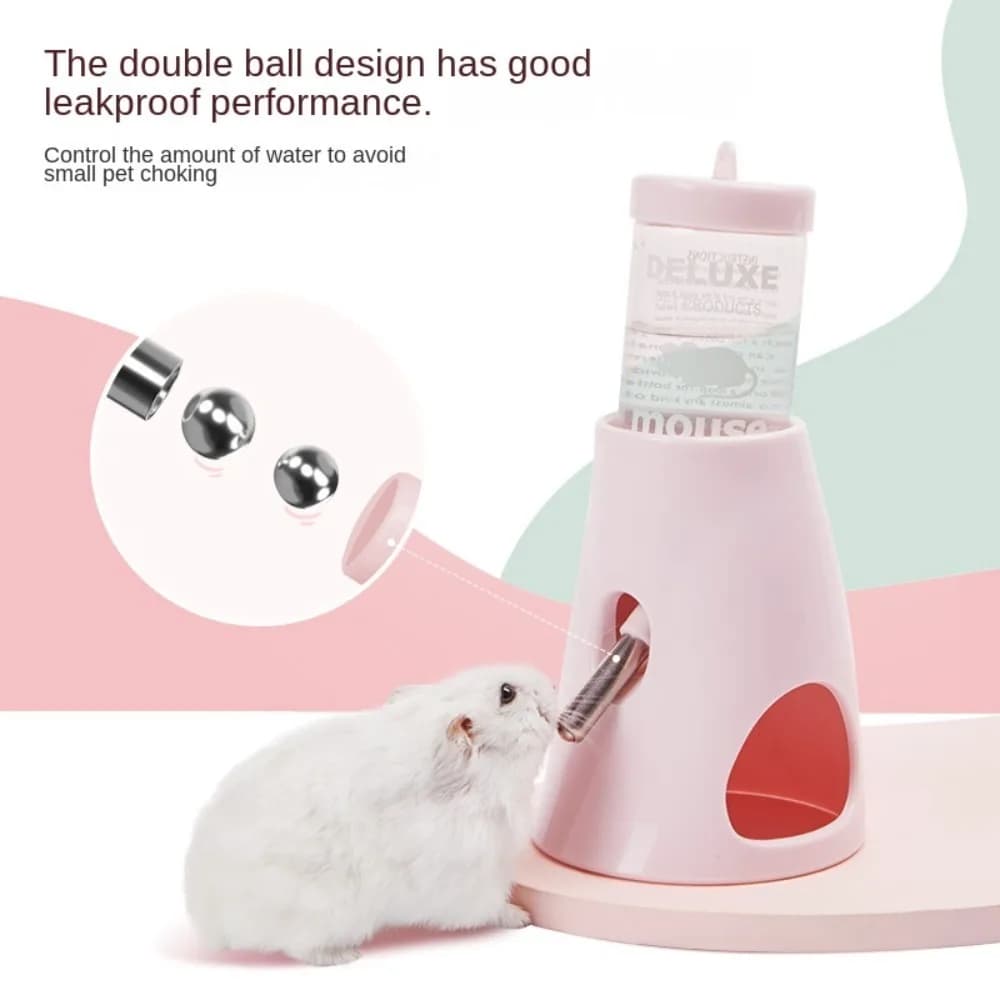 Non Slip Standable Hamster Automatic Water Dispenser Bottle Dispenser Leak-proof Double Ball Design Feeding Kettle