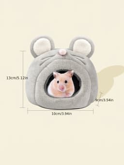 Cute Mouse Shaped Hamster Bed House, Hedgehog Hideout Nest Small Pet Winter Warm Cage Accessories