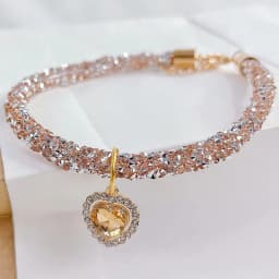 Crystal Cat Collar Heart Gem Pendant Party Rhinestone Necklace Adjustable Cats Puppy Chihuahua Wedding Pet Accessories