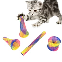 Cat Toys Colorful Spring Hose Kitten Grinding Claw Telescopic Spring Chew Toy Pet Interactive Training Chase Toys Pet Supplies