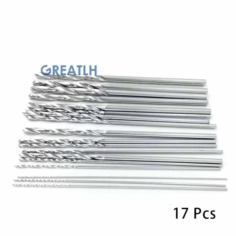 17pcs/set Stainless Steel Drill Bits Orthopedics Surgery Tool 0.8mm-4.8mm Autoclavable Drill Bits veterinary Pet 115mm Long