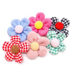 10/20pcs Flower Dog Hair Bows Handmade Dog Bow Plaid Mix Colors Cat Hair Bowknot Rubber Bands for Small Dogs Grooming Supplies