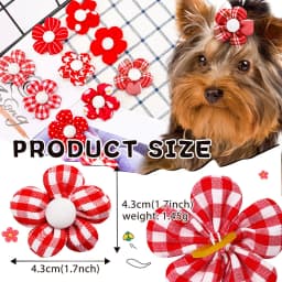 10/20pcs Flower Dog Hair Bows Handmade Dog Bow Plaid Mix Colors Cat Hair Bowknot Rubber Bands for Small Dogs Grooming Supplies