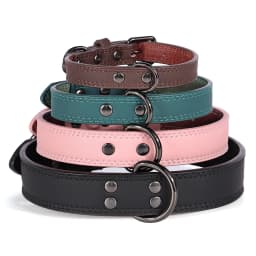 Soft Leather Dog Collar Adjustable PU Leather Pet Collars Dogs Necklace Collar for Small Medium Large Dogs Pitbull Pink S-XL