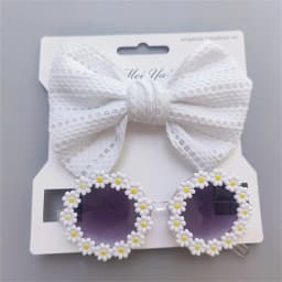 Dog Sunglasses Headband Set Pet Glasses Elastic Nylon Headband Bohemia Beach Seaside Sun Glasses Dog Bow Headwear Accessories