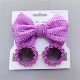 Dog Sunglasses Headband Set Pet Glasses Elastic Nylon Headband Bohemia Beach Seaside Sun Glasses Dog Bow Headwear Accessories