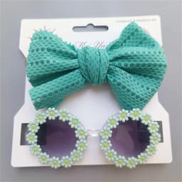 Dog Sunglasses Headband Set Pet Glasses Elastic Nylon Headband Bohemia Beach Seaside Sun Glasses Dog Bow Headwear Accessories