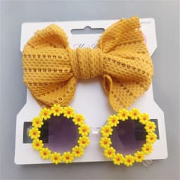 Dog Sunglasses Headband Set Pet Glasses Elastic Nylon Headband Bohemia Beach Seaside Sun Glasses Dog Bow Headwear Accessories