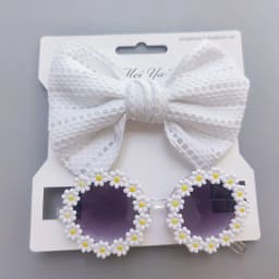 Dog Sunglasses Headband Set Pet Glasses Elastic Nylon Headband Bohemia Beach Seaside Sun Glasses Dog Bow Headwear Accessories