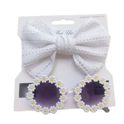 Dog Sunglasses Headband Set Pet Glasses Elastic Nylon Headband Bohemia Beach Seaside Sun Glasses Dog Bow Headwear Accessories