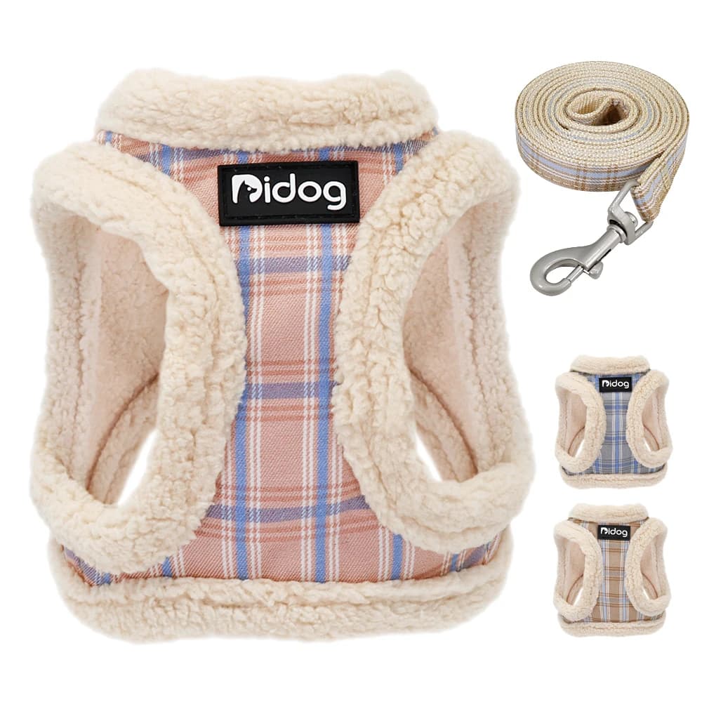 Winter Warm Dog Harness Vest Soft Padded Pet Chihuahua Puppy Harness Leash Set Adjustable For Small Medium Dogs French Bulldog