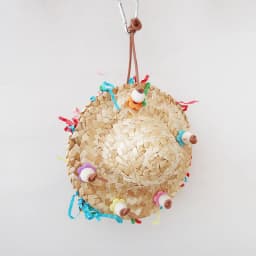 Handmade Straw Weaving Cap Shape Parrots Chew Toy Birdcage Hanging Swing Toy Bird Chew Toy Standing Perches for Cockatiel Conure