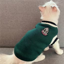 Pet Dog Knitted Sweater Clothes for Small Medium Dogs,Winter Warm Padded V-neck Dog School Uniform,Chihuahua French Bulldog Coat