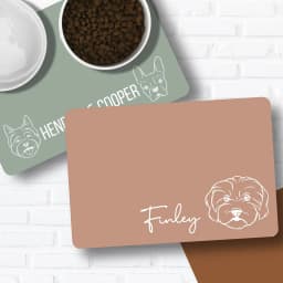 Non-Slip Pet Feeding Mat, Custom, Waterproof, Personalized, Dog, Cat Food Placemat with Name, Easy Washing, PU