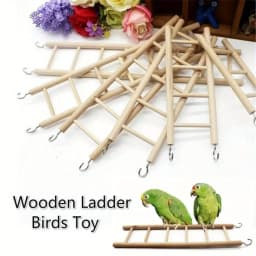 1pc Parrot Toy Wooden Bird Climbing Ladder, Parrot Bird Cage Supplies, Solid Wood Stand Climbing Ladder,Hamster ladder