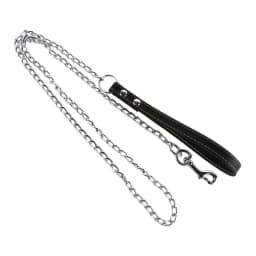 Heavy Duty Metal Chain Dog Lead With Leather Handle Long Strong Control Leash Outdoor Pet Traction Rope Anti Bite Chain Supplies