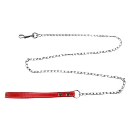 Heavy Duty Metal Chain Dog Lead With Leather Handle Long Strong Control Leash Outdoor Pet Traction Rope Anti Bite Chain Supplies