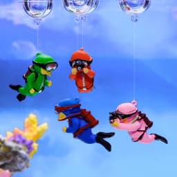 Fish Tank Diver Ornaments Landscape Decoration Aquarium Gifts Popular Floating, Hayao Miyazaki Blue Fatty with Ball and Line