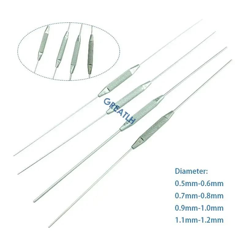 4pcs/set Stainles Steel/Titanium Double Hended Lacrimal Passage Probe Veterinary Ophthalmic Flushing Tool Eye Instrument