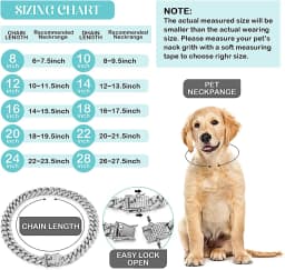 Luxury Cuban Link Cat Necklace Gold Chain Collar for Cats, Kitten Puppy Luxury Rhinestone Jewelry Wedding Prom Accessories