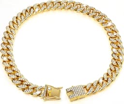 Luxury Cuban Link Cat Necklace Gold Chain Collar for Cats, Kitten Puppy Luxury Rhinestone Jewelry Wedding Prom Accessories