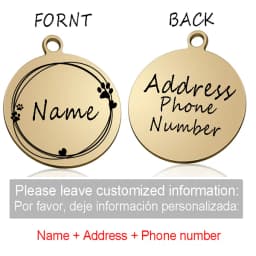 Custom Personalized Cat Dog ID Circle Tag Collar Pendant Engraved Pet Necklace Chain Charm Supplies For Tag Name Products