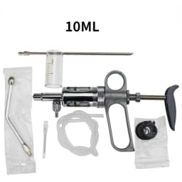 5ml 10ml Feeding Metal Continuous Syringe Vaccine Poultry Sow Sheep Pig Cattle Injection Animal Farming Tools