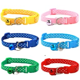 Adjustable Cute Wave Point Dog Kitten Cat Collar with Bell Polyester Buckle Collars for Small Dogs Kitten Accessories Supplies
