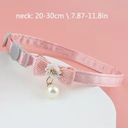 Cute Cats Collar Kitten Fairy Pink Lace Bow Hanging Pearl Pet Collar Cat Dog Bow Tie Jewelry Satin Rhinestone Puppy Collar