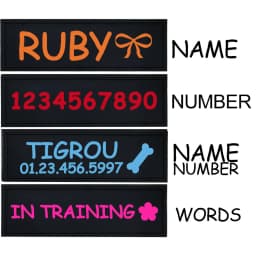 2 PCS Personalized Dog Name Labels Colorful Pattern Pet Harness Custom Tag Removed Stickers ID Dog Chest Strap Vest Collar Tag