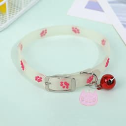 Cat Collar Glow in the Dark Footprint Cute Charms Adjustable Luminous Pet Collar for Kitten Chihuahua Night Walking Camping