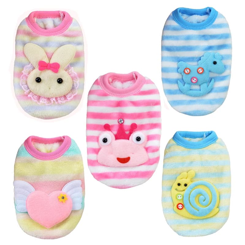 Cartoon Puppy Clothes Winter Warm Flannel Dog Vest Cat Bunny Chihuahua Sweater Cute Soft Mini Pet Apparel for Pig Rabbit Ferret