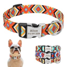 Personalized Small Medium Large Dog Cat Collar Custom Engraved Name ID Adjustable Nylon Puppy Collars Chihuahua Pug Dogs Collars