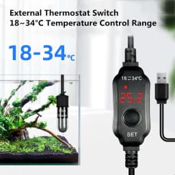 Mini USB Charging Aquarium Heating Rod Aquarium Fish Tank Heater Submersible Thermostat Heater Adjustable Temperature 18-34℃