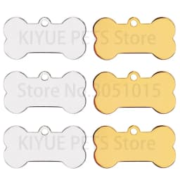 Stainless Steel 20Pcs Bone Dog ID Tag Keychain Engraved Pet ID Personalized Collar Tags Pendant Keyring Bone Pet Accessories