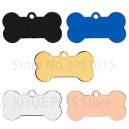 Stainless Steel 20Pcs Bone Dog ID Tag Keychain Engraved Pet ID Personalized Collar Tags Pendant Keyring Bone Pet Accessories