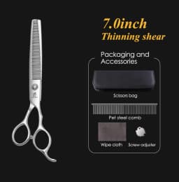 Fenice Pet Grooming Scissors 6/6.5/7/7.5 inch Professional Cutting Curved Thinning Chunker Shears For Pet Groomers Household Use