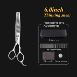 Fenice Pet Grooming Scissors 6/6.5/7/7.5 inch Professional Cutting Curved Thinning Chunker Shears For Pet Groomers Household Use
