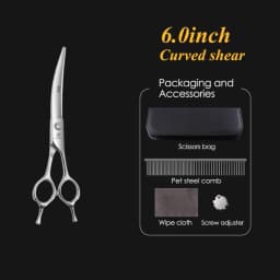Fenice Pet Grooming Scissors 6/6.5/7/7.5 inch Professional Cutting Curved Thinning Chunker Shears For Pet Groomers Household Use