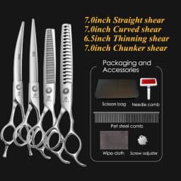 Fenice Pet Grooming Scissors 6/6.5/7/7.5 inch Professional Cutting Curved Thinning Chunker Shears For Pet Groomers Household Use