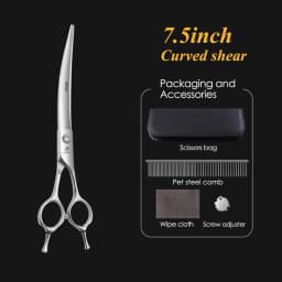 Fenice Pet Grooming Scissors 6/6.5/7/7.5 inch Professional Cutting Curved Thinning Chunker Shears For Pet Groomers Household Use