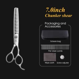 Fenice Pet Grooming Scissors 6/6.5/7/7.5 inch Professional Cutting Curved Thinning Chunker Shears For Pet Groomers Household Use