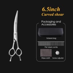 Fenice Pet Grooming Scissors 6/6.5/7/7.5 inch Professional Cutting Curved Thinning Chunker Shears For Pet Groomers Household Use