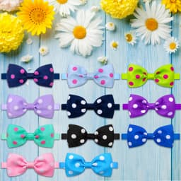 10/20PCS Dog Acccessories Adjustable Bowtie For Small Dog Cat Solid Color Polka Dot Style Bow Tie Necklace Pet Grooming Supplies