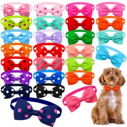 10/20PCS Dog Acccessories Adjustable Bowtie For Small Dog Cat Solid Color Polka Dot Style Bow Tie Necklace Pet Grooming Supplies